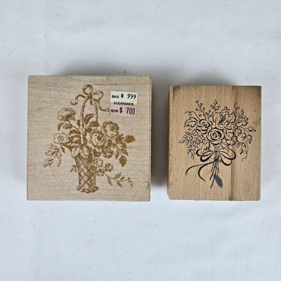 Mixed Brands Bundle of 9 Floral Themed Rubber Stamps Crafts - Picture 2 of 8